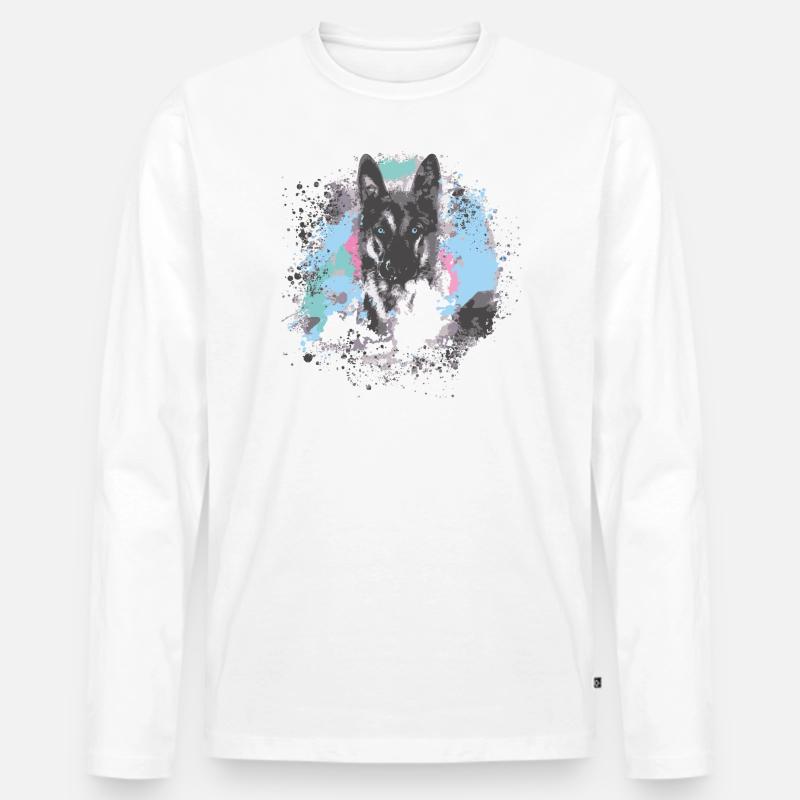 schäferhund ,hund,graffiti, deutscher schäferhund, - Männer Premium Bio Langarmshirt - Weiß