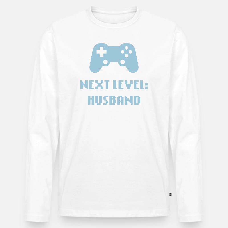 Next Level: Husband (Bräutigam / Hochzeit) - Männer Premium Bio Langarmshirt - Weiß