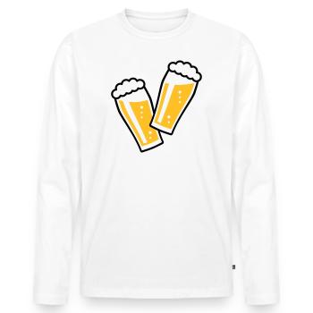 2 Biergläser Stoßen An (Bier / Willibecher / 3C) - Männer Premium Bio Langarmshirt - Weiß - Vorne - Nico (187cm)