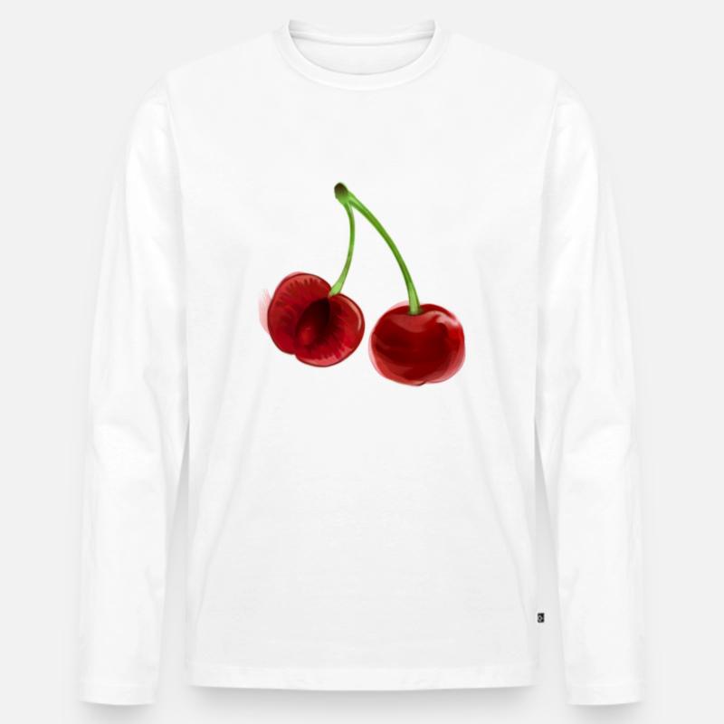 Kirschen Kirschpaar - Männer Premium Bio Langarmshirt - Weiß