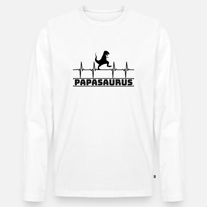 Papasaurus - Männer Premium Bio Langarmshirt - Weiß