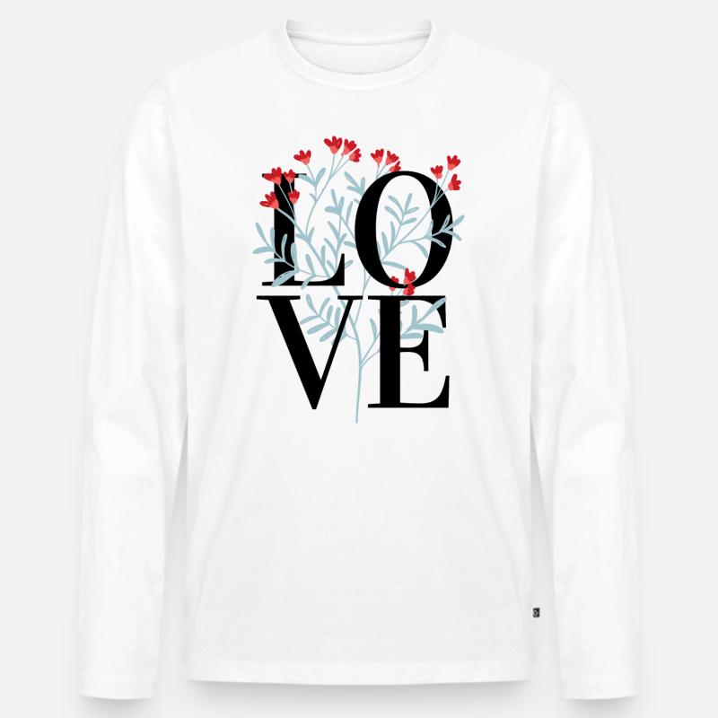 Liebe und langsameres Design - Männer Premium Bio Langarmshirt - Weiß