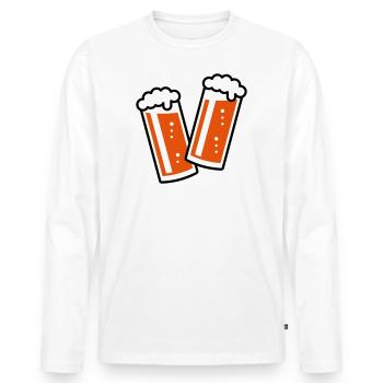 2 Altbiergläser Stoßen An (Bier / Altbier / 3C) - Männer Premium Bio Langarmshirt - Weiß - Vorne - Nico (187cm)