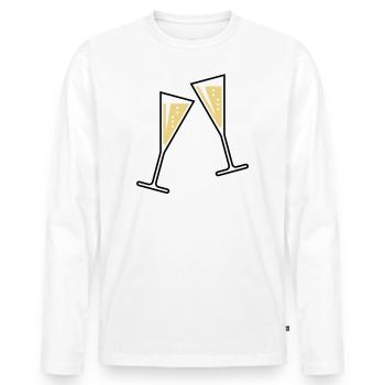2 Glasses Of Sparkling Wine (Funnel / Closed / 3C) - Men's Premium Organic Long Sleeve Shirt - white - Front - Nico (187cm)