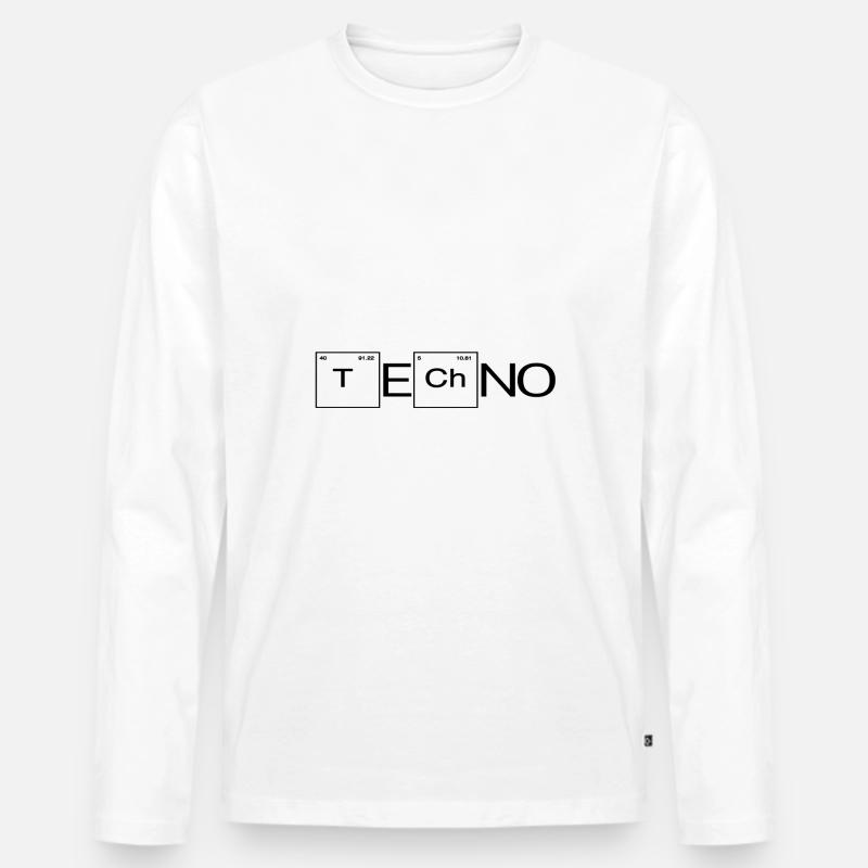 Techno - Männer Premium Bio Langarmshirt - Weiß