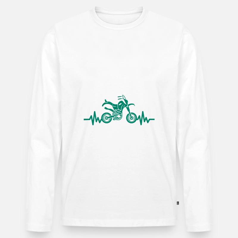 Heartbeat Motorrad - Motorcross - Männer Premium Bio Langarmshirt - Weiß