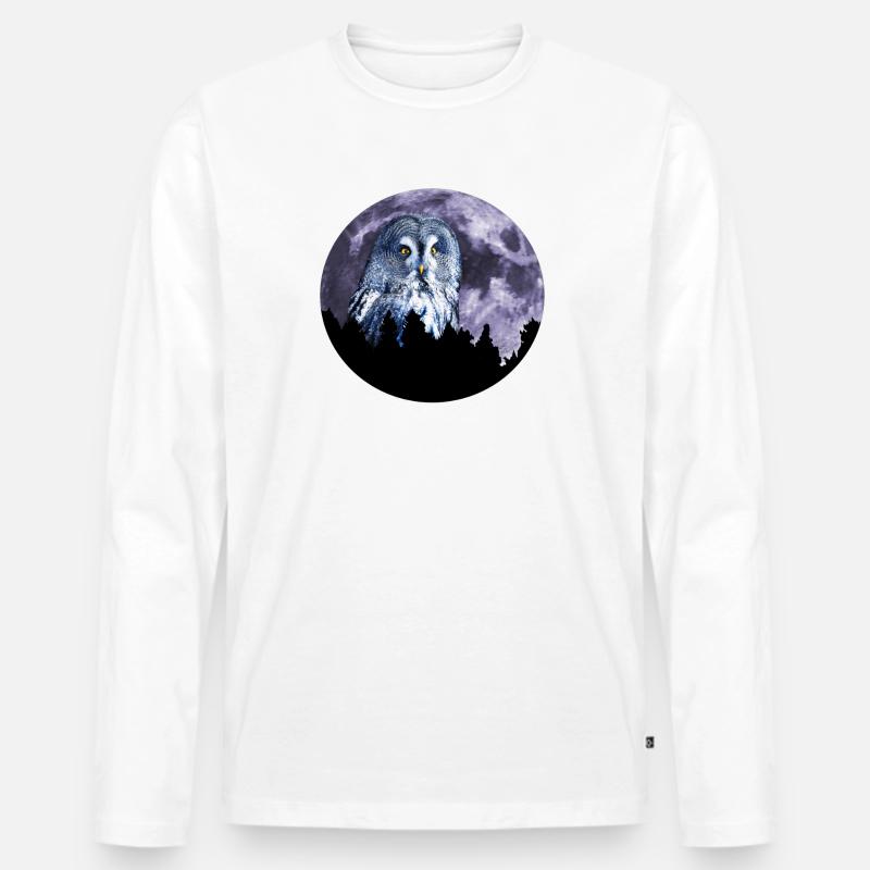Die große Eule - Männer Premium Bio Langarmshirt - Weiß