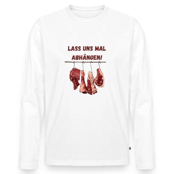 Lass uns mal abhängen - Männer Premium Bio Langarmshirt - Weiß - Vorne - Nico (187cm)