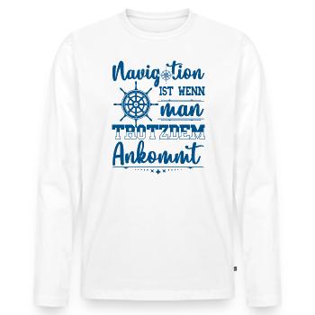 Segeln Segler Segelboot Kapitän Navigation - Männer Premium Bio Langarmshirt - Weiß - Vorne - Nico (187cm)