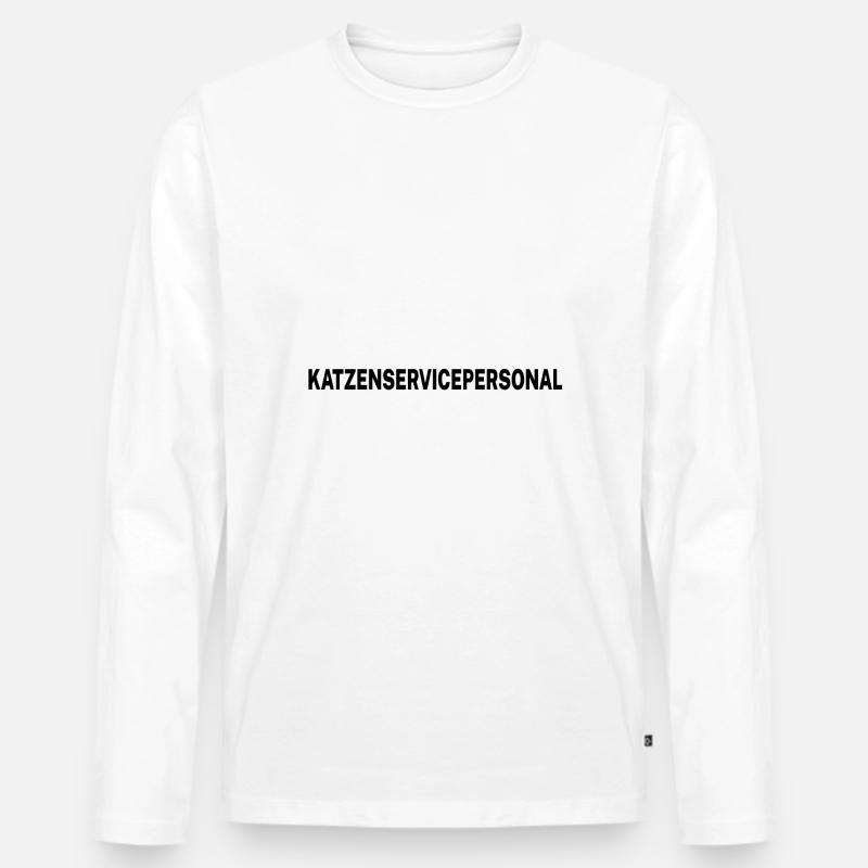 Katzenservicepersonal - Männer Premium Bio Langarmshirt - Weiß