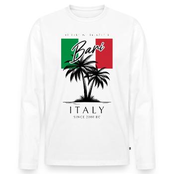 Bari Italien Palmen Flagge Reise Souvenir - Männer Premium Bio Langarmshirt - Weiß - Vorne - Nico (187cm)