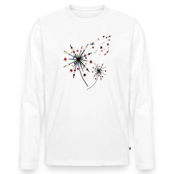 Wein Pusteblume Löwenzahn Weinliebhaber Geschenk - Männer Premium Bio Langarmshirt - Weiß - Vorne - Nico (187cm)