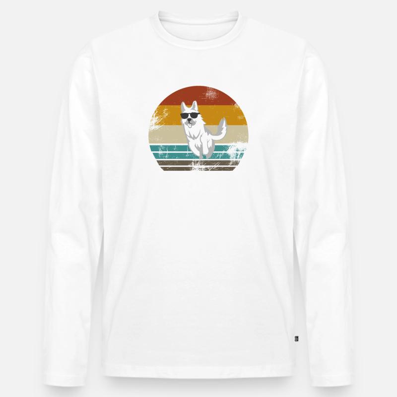 Weißer Schweizer Schäferhund Hund Geschenk Retro - Männer Premium Bio Langarmshirt - Weiß