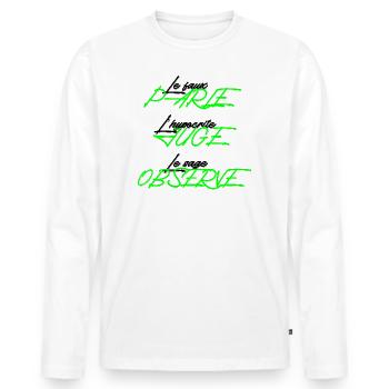 les faux parle - T-shirt manches longues Premium bio Homme - blanc - Devant - Nico (187cm)