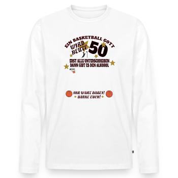 Basketball 50 Jahre Gästebuch Design - Männer Premium Bio Langarmshirt - Weiß - Vorne - Nico (187cm)