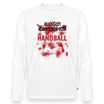 Handball Zubehör handballer Motiv - Männer Premium Bio Langarmshirt - Weiß - Vorne - Nico (187cm)