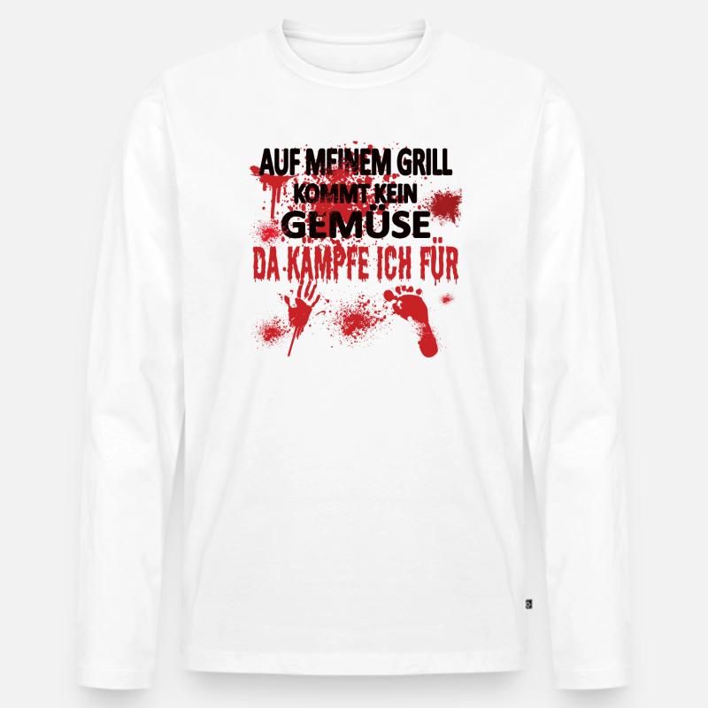 Grillen und Camper Geschenkidee - Männer Premium Bio Langarmshirt - Weiß