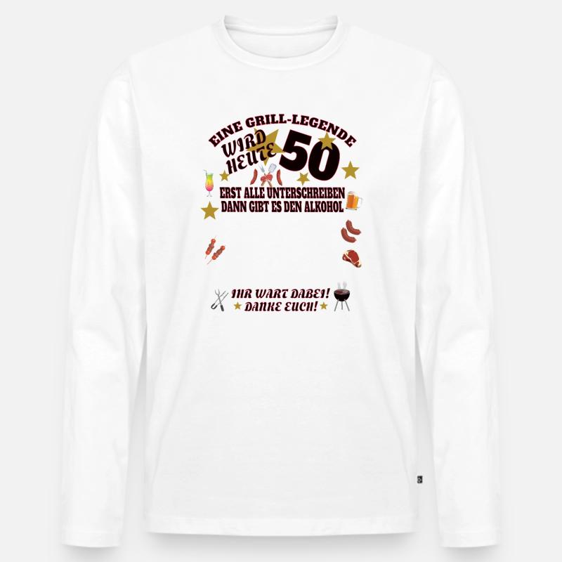 Grillen und Camper Geschenkidee - Männer Premium Bio Langarmshirt - Weiß