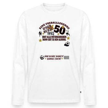 Fußballzubehör Geschenkidee Fußballfan - Männer Premium Bio Langarmshirt - Weiß - Vorne - Nico (187cm)