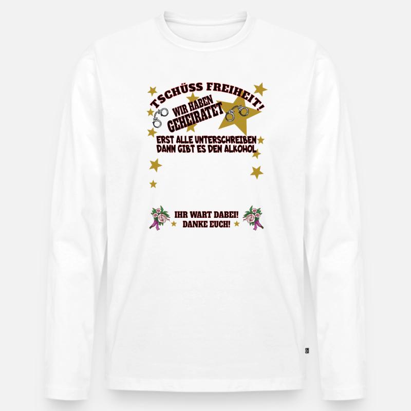 Hochzeit Zubehör Geschenkidee - Männer Premium Bio Langarmshirt - Weiß