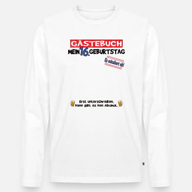 16. Geburtstag Mädchen & Junge Gästebuch - Männer Premium Bio Langarmshirt - Weiß