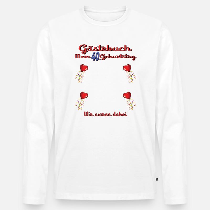 40. Geburtstag Frau & Mann Gästebuch - Männer Premium Bio Langarmshirt - Weiß