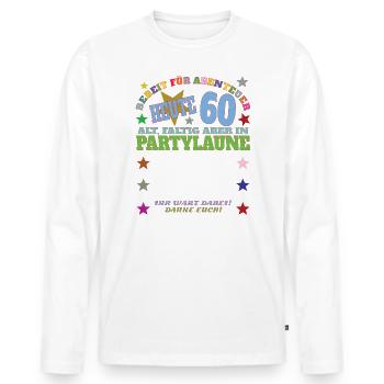 60. Geburtstag Frau & Mann Gästebuch - Männer Premium Bio Langarmshirt - Weiß - Vorne - Nico (187cm)