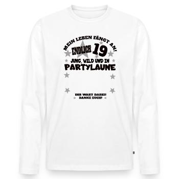 Livre d’or fille et garçon 19e anniversaire - T-shirt manches longues Premium bio Homme - blanc - Devant - Nico (187cm)