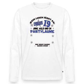 Livre d’or fille et garçon 19e anniversaire - T-shirt manches longues Premium bio Homme - blanc - Devant - Nico (187cm)