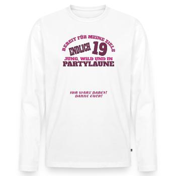 Livre d’or fille et garçon 19e anniversaire - T-shirt manches longues Premium bio Homme - blanc - Devant - Nico (187cm)