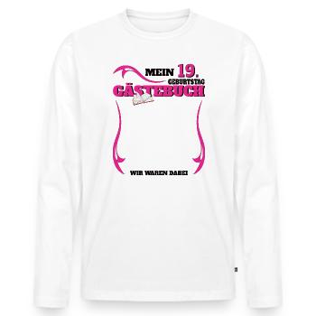 Livre d’or 19e anniversaire homme et femme - T-shirt manches longues Premium bio Homme - blanc - Devant - Nico (187cm)