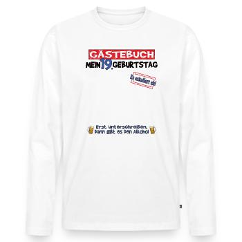 Livre d’or 19e anniversaire homme et femme - T-shirt manches longues Premium bio Homme - blanc - Devant - Nico (187cm)