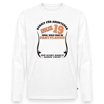 Livre d’or 19e anniversaire homme et femme - T-shirt manches longues Premium bio Homme - blanc - Devant - Nico (187cm)