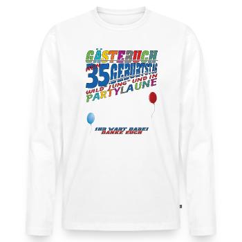 35. Geburtstag Mann und Frau Gästebuch - Männer Premium Bio Langarmshirt - Weiß - Vorne - Nico (187cm)