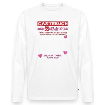 35. Geburtstag Mann und Frau Gästebuch - Männer Premium Bio Langarmshirt - Weiß - Vorne - Nico (187cm)