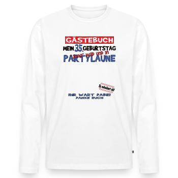 35. Geburtstag Mann und Frau Gästebuch - Männer Premium Bio Langarmshirt - Weiß - Vorne - Nico (187cm)