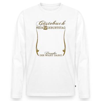 35. Geburtstag Mann und Frau Gästebuch - Männer Premium Bio Langarmshirt - Weiß - Vorne - Nico (187cm)