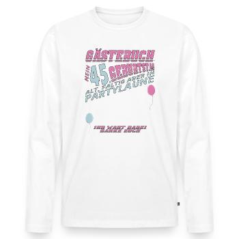 45. Geburtstag Mann und Frau Gästebuch - Männer Premium Bio Langarmshirt - Weiß - Vorne - Nico (187cm)