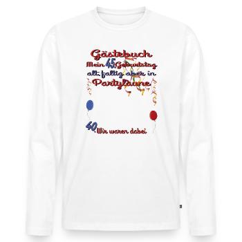 45. Geburtstag Mann und Frau Gästebuch - Männer Premium Bio Langarmshirt - Weiß - Vorne - Nico (187cm)