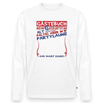 45. Geburtstag Mann und Frau Gästebuch - Männer Premium Bio Langarmshirt - Weiß - Vorne - Nico (187cm)