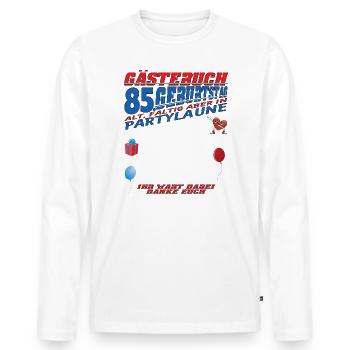 85th Birthday Man and Woman Guestbook - Men's Premium Organic Long Sleeve Shirt - white - Front - Nico (187cm)