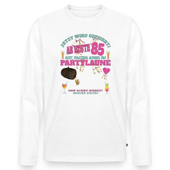 85th Birthday Man and Woman Guestbook - Men's Premium Organic Long Sleeve Shirt - white - Front - Nico (187cm)