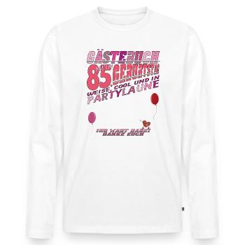 85th Birthday Man and Woman Guestbook - Men's Premium Organic Long Sleeve Shirt - white - Front - Nico (187cm)
