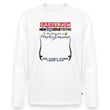 90th Birthday Man and Woman Guestbook - Men's Premium Organic Long Sleeve Shirt - white - Front - Nico (187cm)