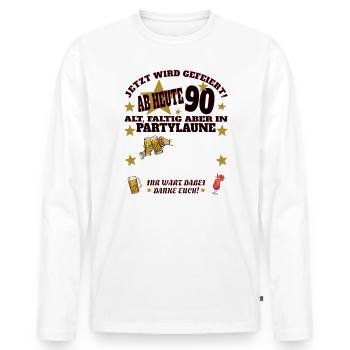 90th Birthday Man and Woman Guestbook - Men's Premium Organic Long Sleeve Shirt - white - Front - Nico (187cm)