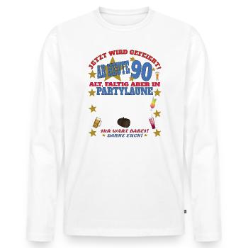90th Birthday Man and Woman Guestbook - Men's Premium Organic Long Sleeve Shirt - white - Front - Nico (187cm)