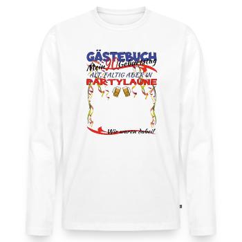 Livre d'or du mari et de la femme du 90e anniversaire - T-shirt manches longues Premium bio Homme - blanc - Devant - Nico (187cm)
