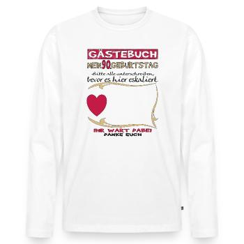 Livre d'or du mari et de la femme du 90e anniversaire - T-shirt manches longues Premium bio Homme - blanc - Devant - Nico (187cm)