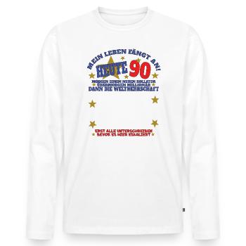Livre d'or du mari et de la femme du 90e anniversaire - T-shirt manches longues Premium bio Homme - blanc - Devant - Nico (187cm)