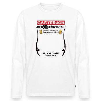 90th Birthday Man and Woman Guestbook - Men's Premium Organic Long Sleeve Shirt - white - Front - Nico (187cm)